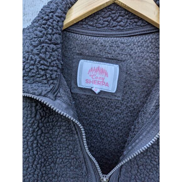 Cozy Warm Fall Jacket Hoa Hoa Hoa Season Twilight Sherpa Quarter Zip Black S - Picture 3 of 6